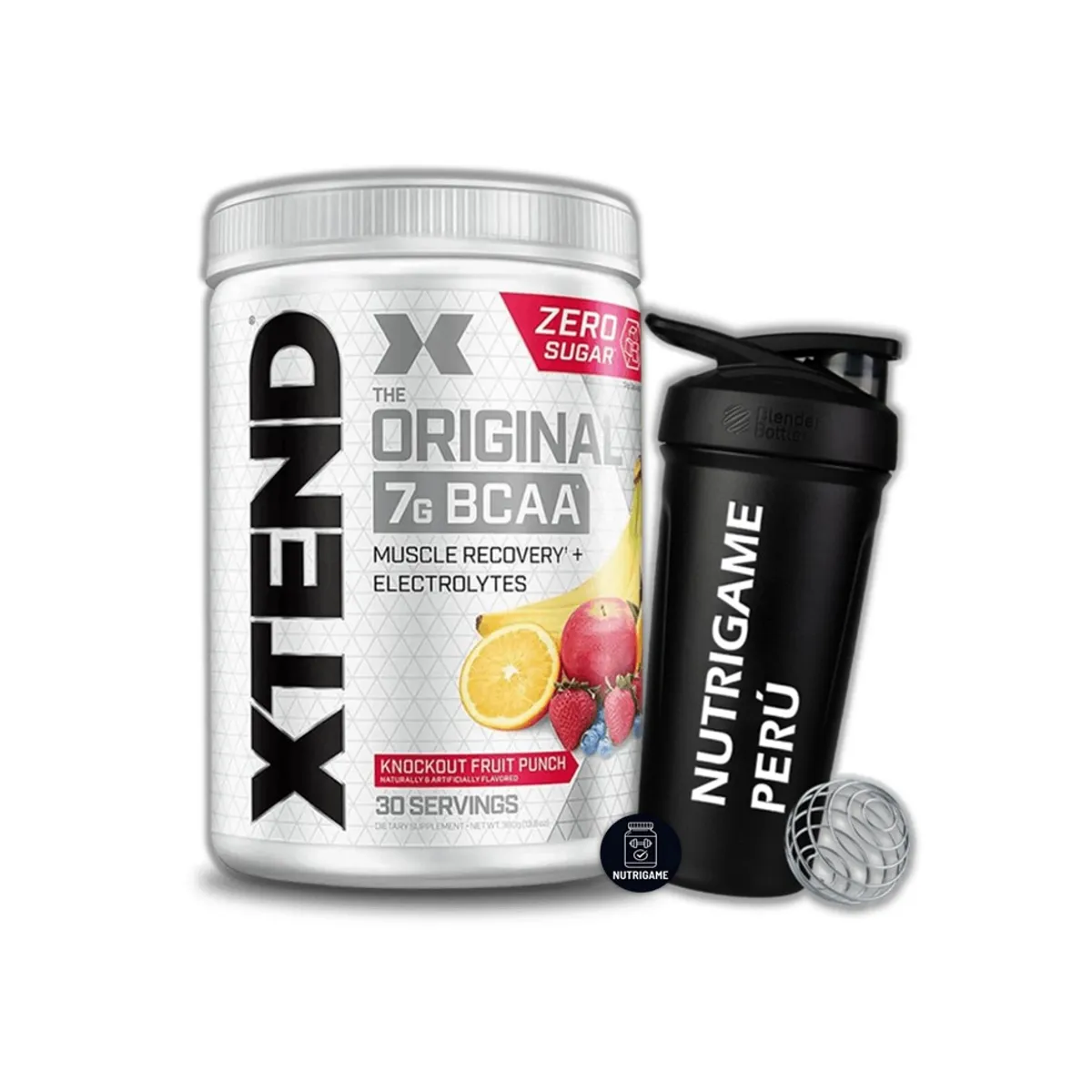 XTEND - XTEND BCAA 30 Servicios Aminoácidos + Electrolitos Sabor FRUIT PUNCH KNOCKOUT+SHAKER