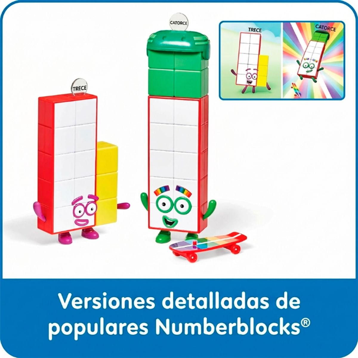 GENERICO - Figuras de 13 y 14 Numberblocks Friends + Monopatín