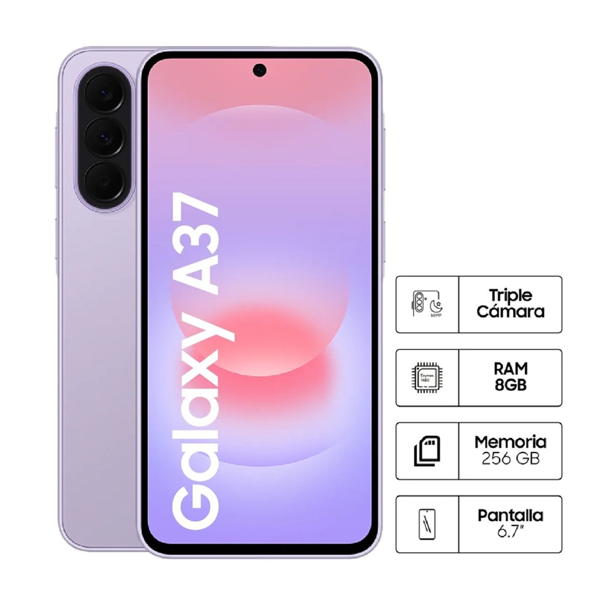 SAMSUNG - Samsung Galaxy A37 256GB 8GB Light Violet