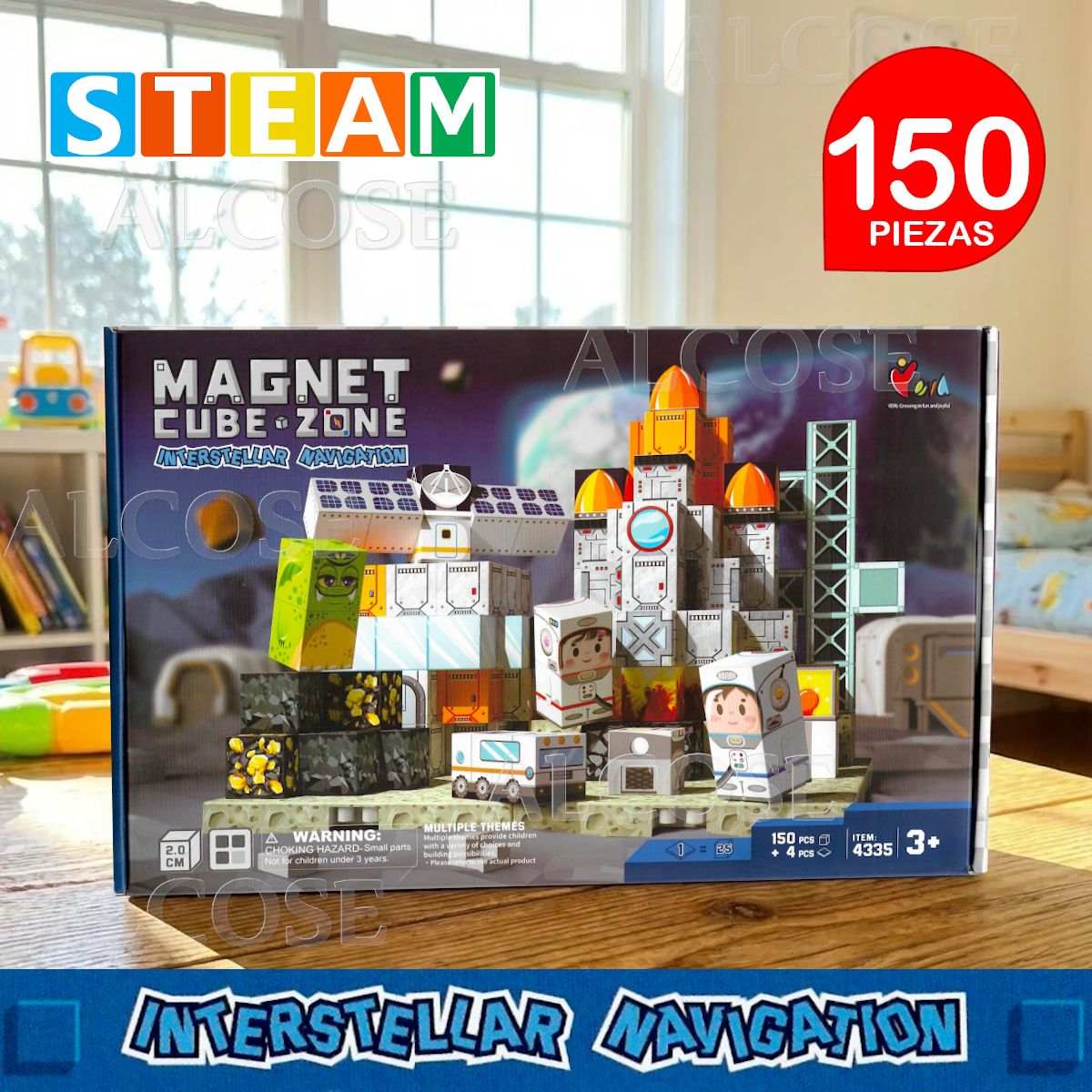 STM - Cubos magnéticos 3D didácticos STEAM caja 150 piezas INTERSTELLAR NAVIGATOR