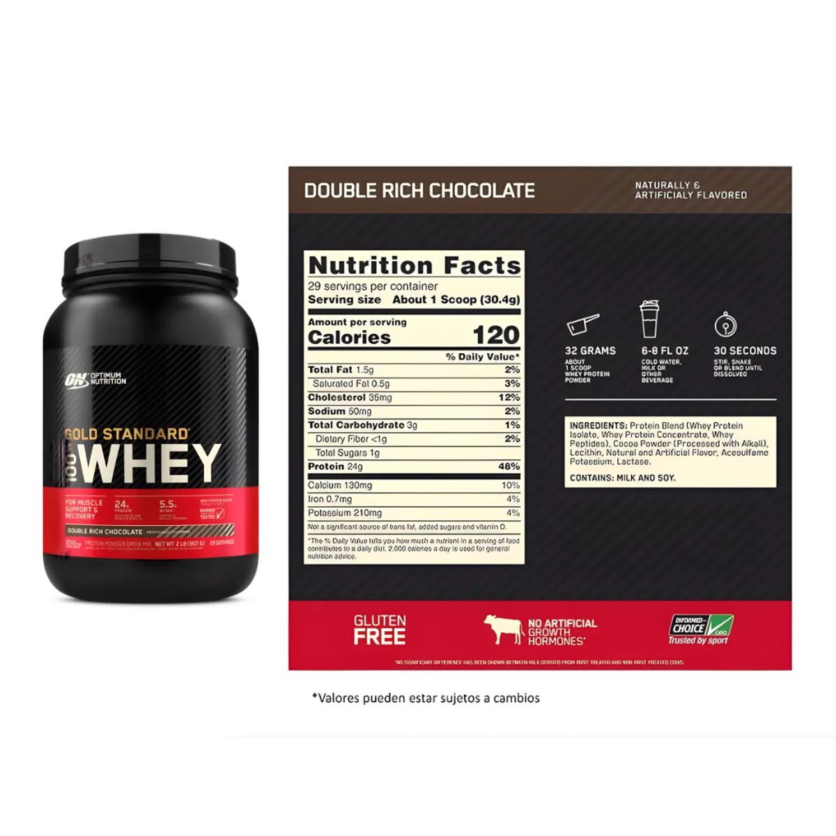 Optimum Nutrition - Gold Standard Whey 2 LB - Double Rich Chocolate + Creatina Optimum Nutrition 600 G + Scoop