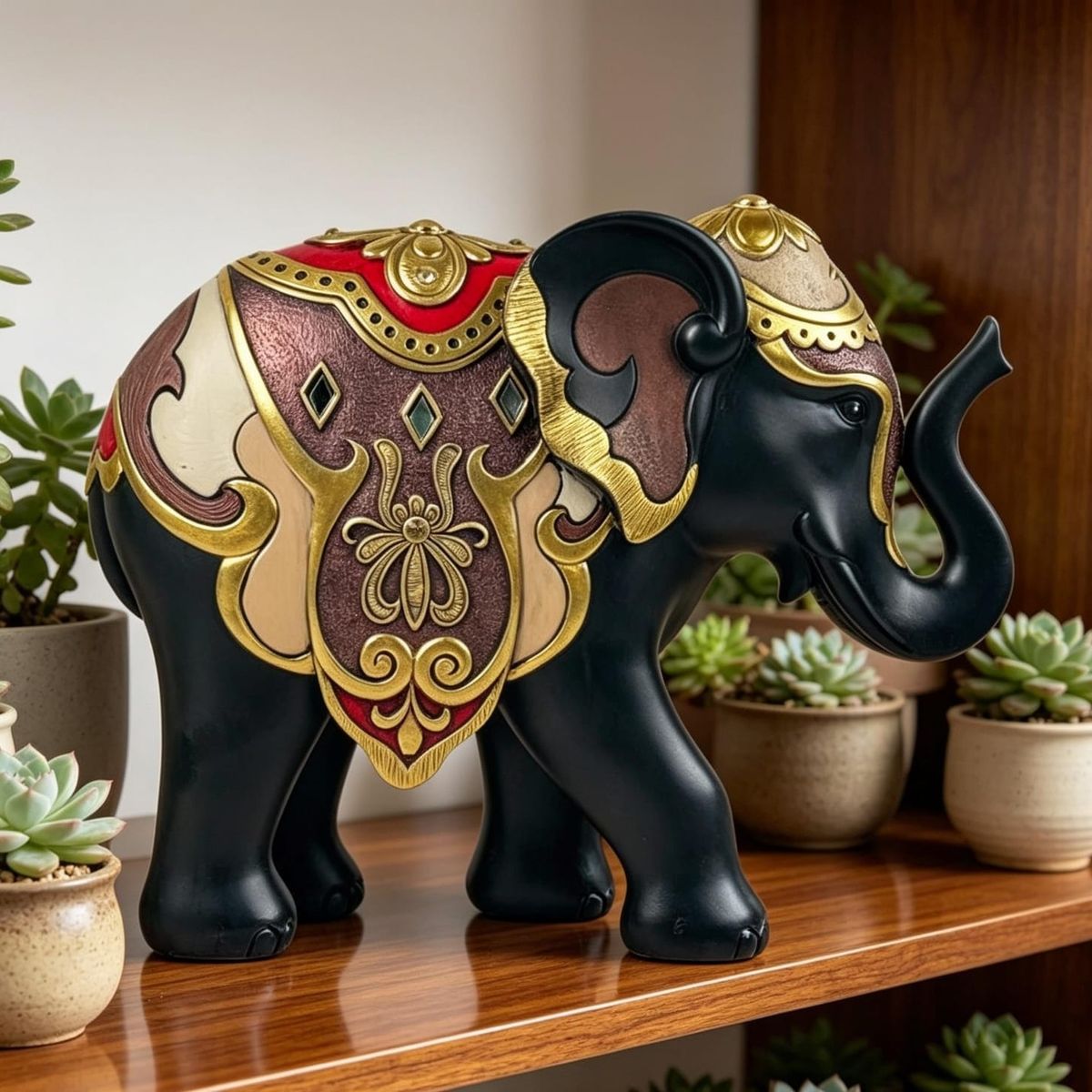 Adorno Elefante Ornamental Oscuro Decor 28x9.5x23 cm, marca CONCEPT - Foto 2