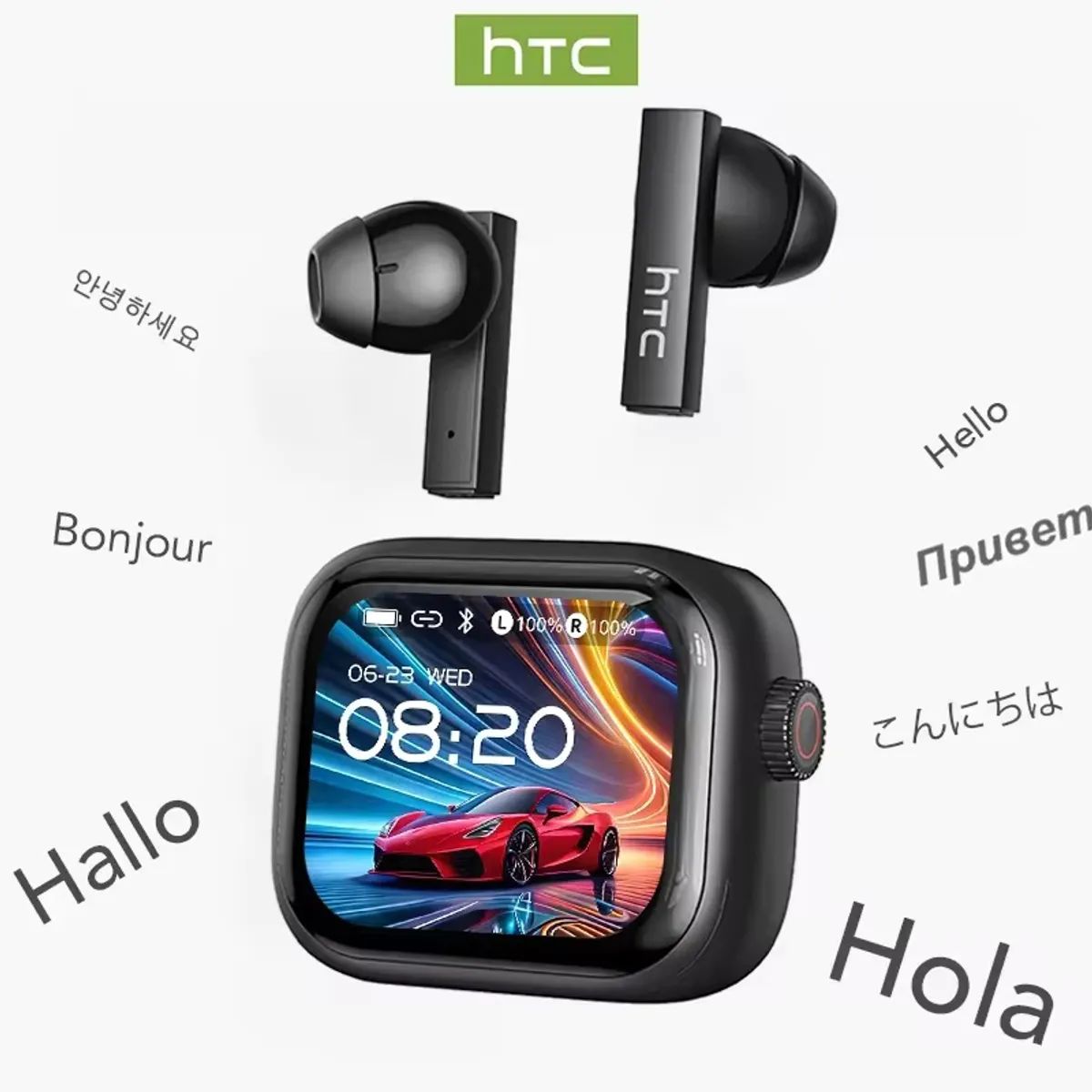 HTC - HTC NE40 HTC Audifonos Bluetooth inalámbricos, traductor de 135 idiomas y cancelacion de ruido