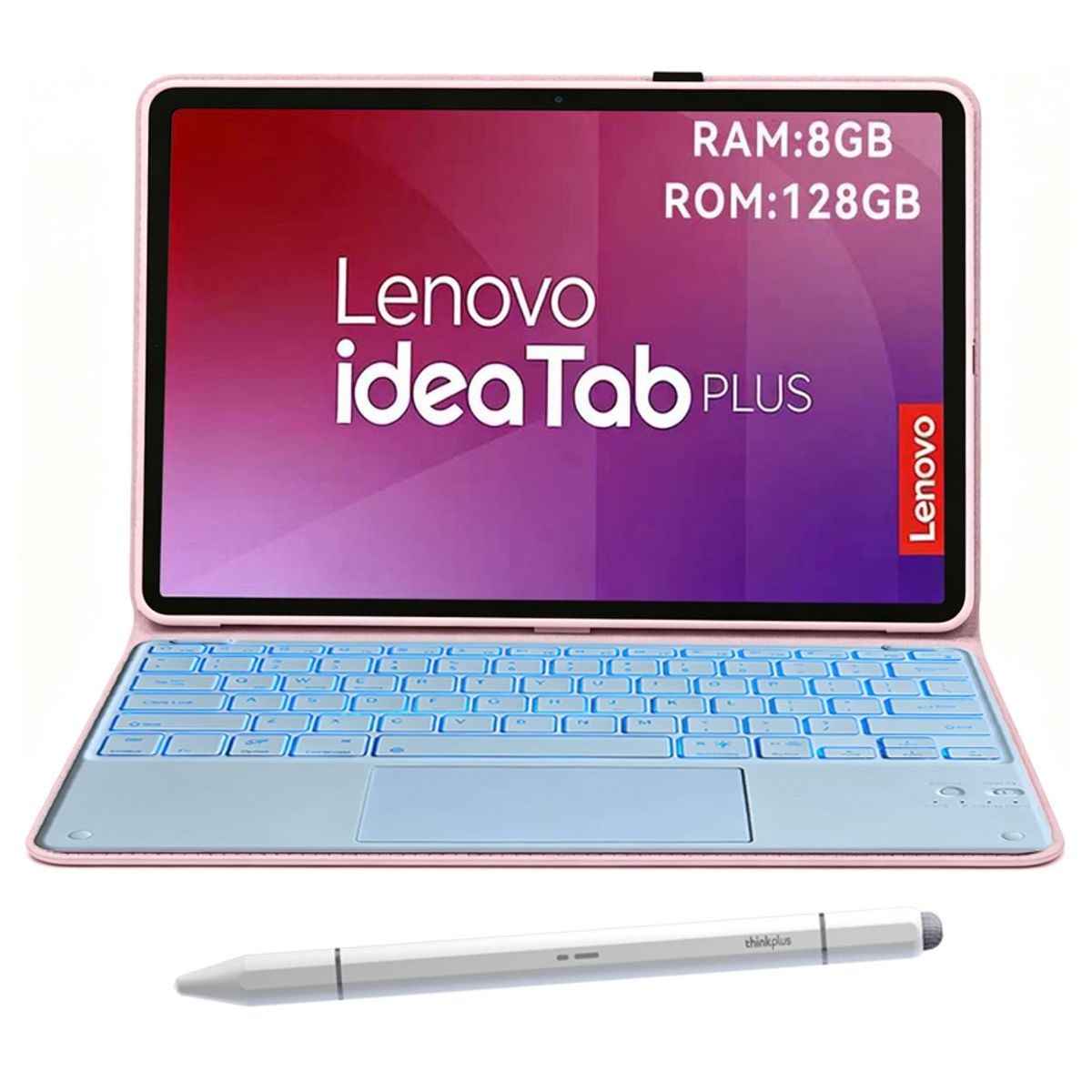 LENOVO - Lenovo Tablet Idea Tab Plus 8GB+128GB WiFi 12.1 Verde+Teclado Rosa retroiluminado en color+Lápiz