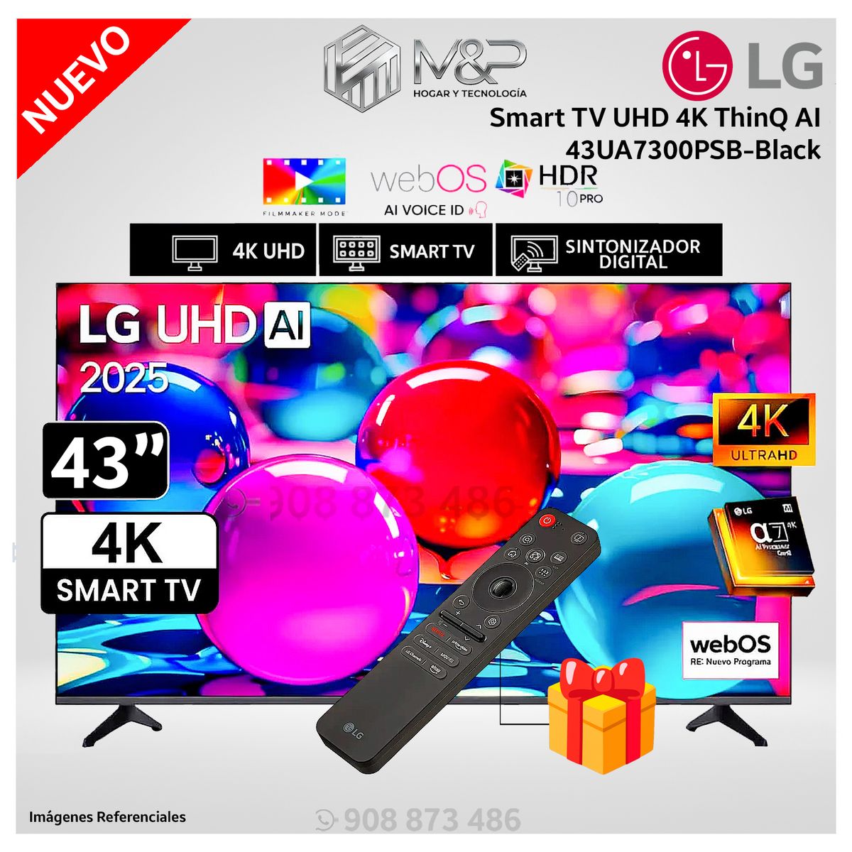 Televisor Lg 43 Pulg UltraHD 4K AI ThinQ 43UA7300PSB Modelo Nuevo + Control Inteligente MAGIC, marca LG - Foto Principal