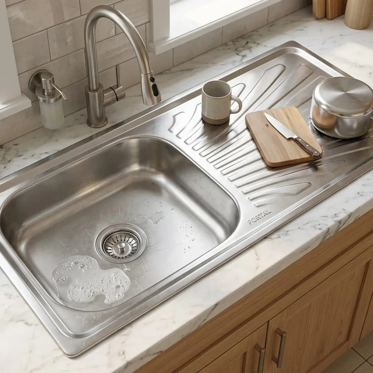 LAVADERO UNA POZA CON ESCURRIDOR 96X43 ACERO INOXIDABLE, marca GENERICO - Foto Principal