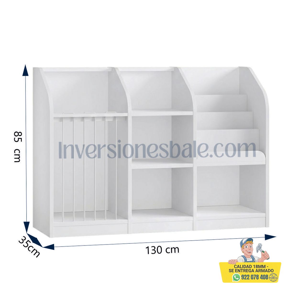 Mueble Organizador Infantil Juguetero Librero Logan Blanco  DIBA Muebles, marca DIBA MUEBLES - Foto 2