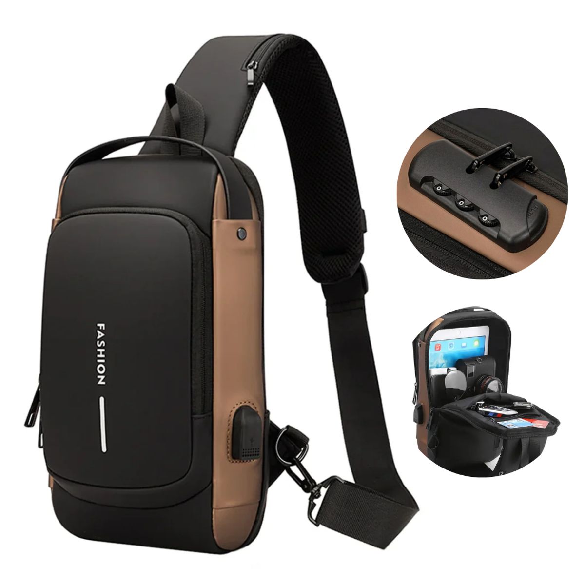 OEM - Pechera Morral con Clave Antirrobo Impermeable Entrada USB