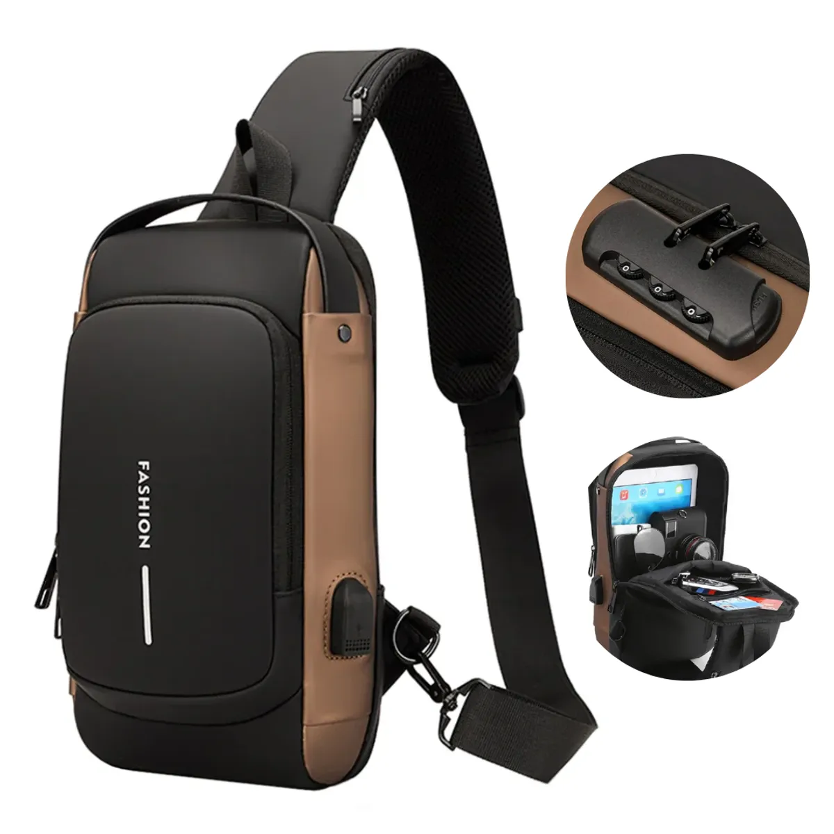 OEM - Pechera Morral con Clave Antirrobo Impermeable Entrada USB