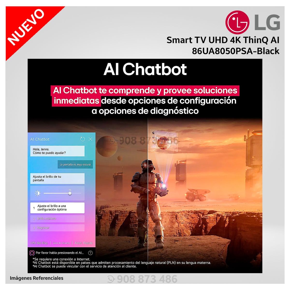 LG - Televisor LG 86” UHD 4K ThinQ AI 86UA8050PSA Smart TV - Modelo Nuevo