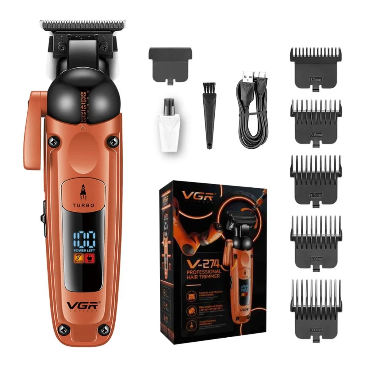 OEM - Máquina De Cortar Cabello Clipper Vgr V-274 Naranja