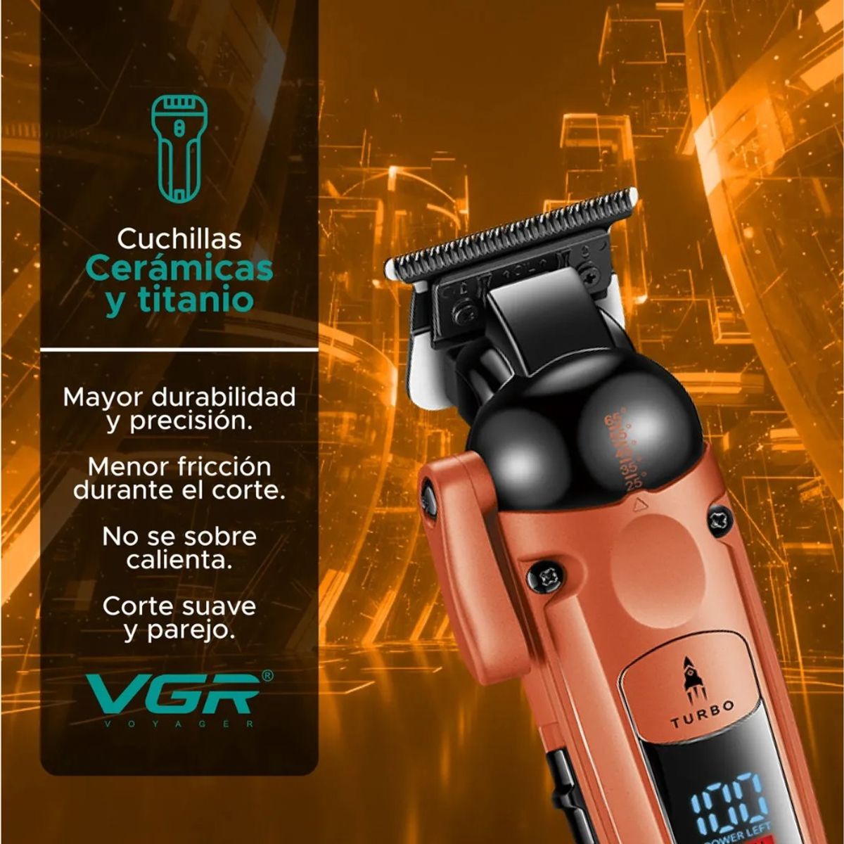 OEM - Máquina De Cortar Cabello Clipper Vgr V-274 Naranja