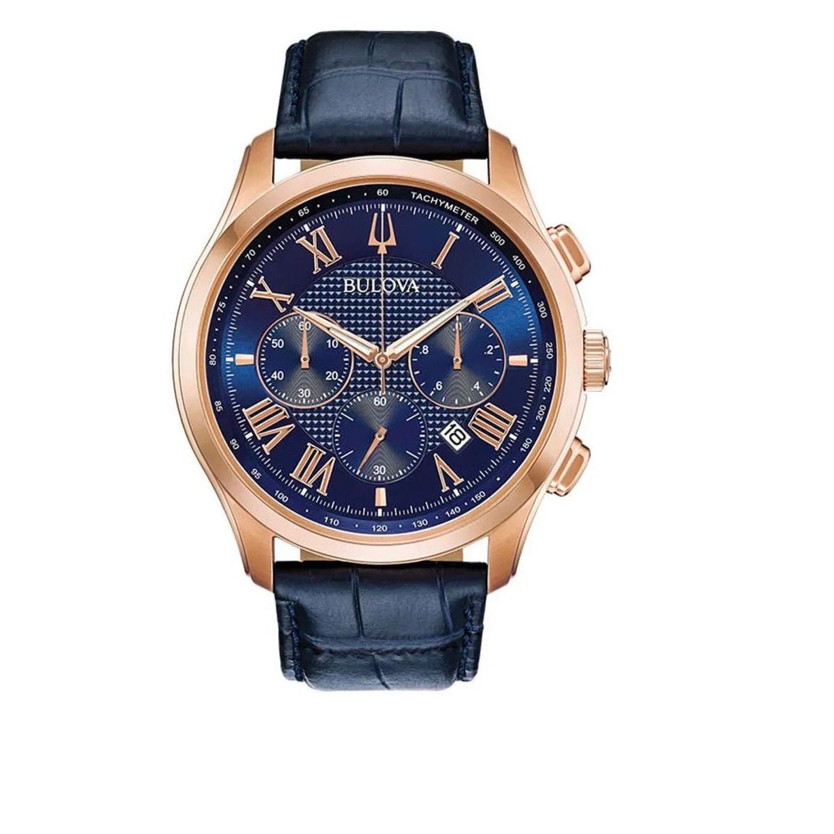 Bulova - RELOJ BULOVA WILTON CRONOGRAFO ORO ROSA Y AZUL