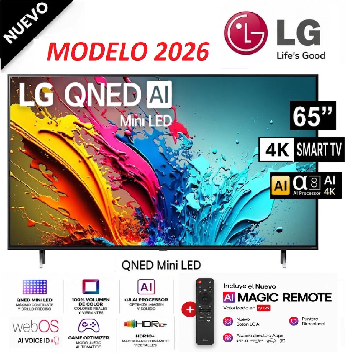 LG - Nuevo Led 65 QNED MINI LED UHD 4K con Control de voz 65QNED65BSA