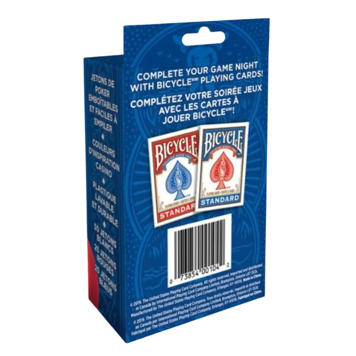 GENERICO - Poker Chips Bicycle 100 Fichas Blanco Azul Rojo