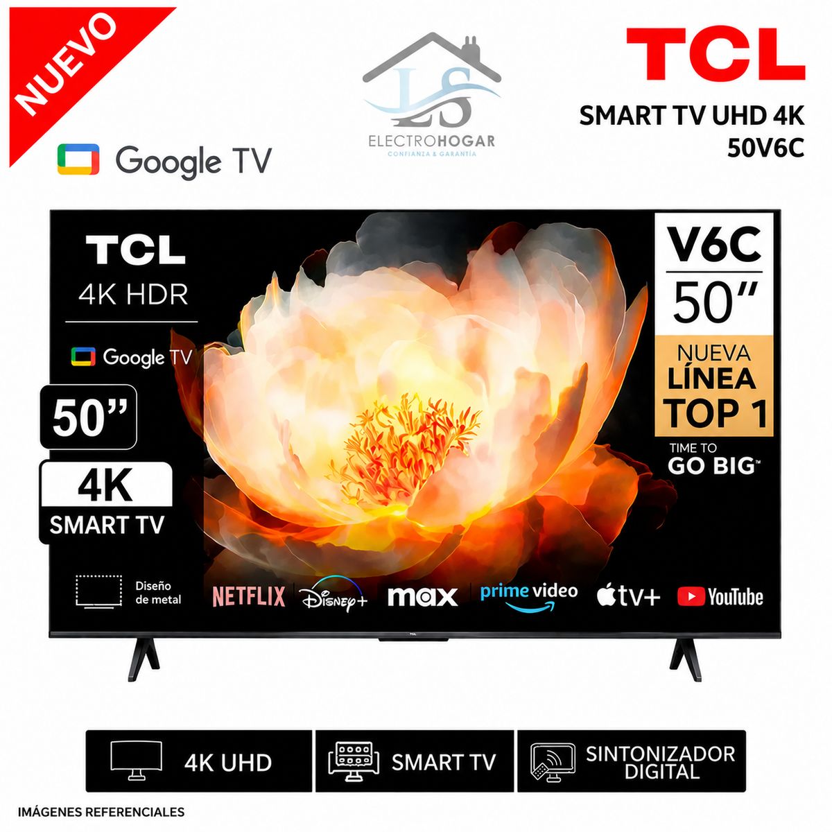 TCL - TELEVISOR TCL LED 50 UHD 4K SMART TV 50V6C