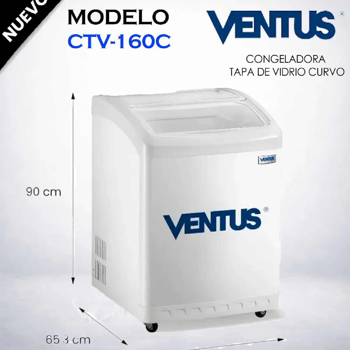 Ventus - Congeladora Ventus CTV-160C con Tapa de Vidrio 160L  Blanco