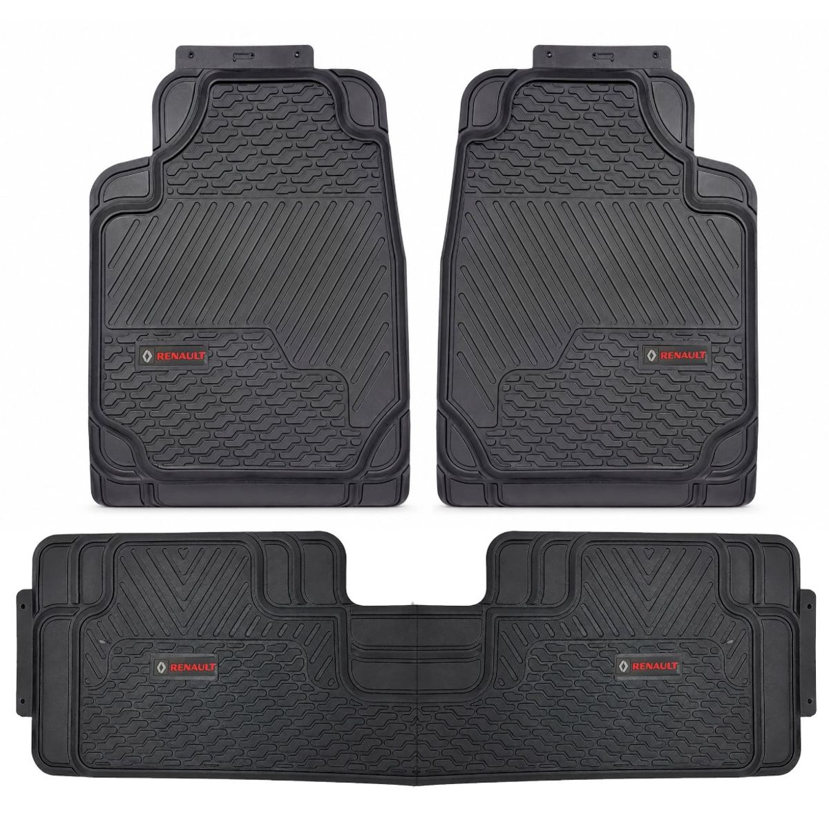 JET - Protector De Piso Universal Logo Renault Negro 3Pcs