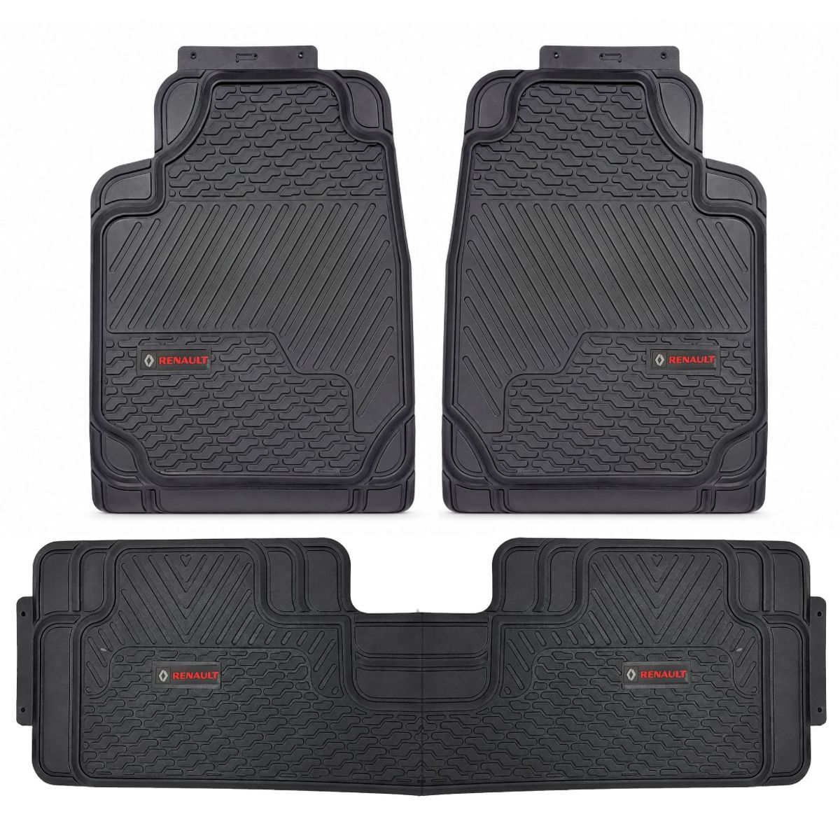 JET - Protector De Piso Universal Logo Renault Negro 3Pcs
