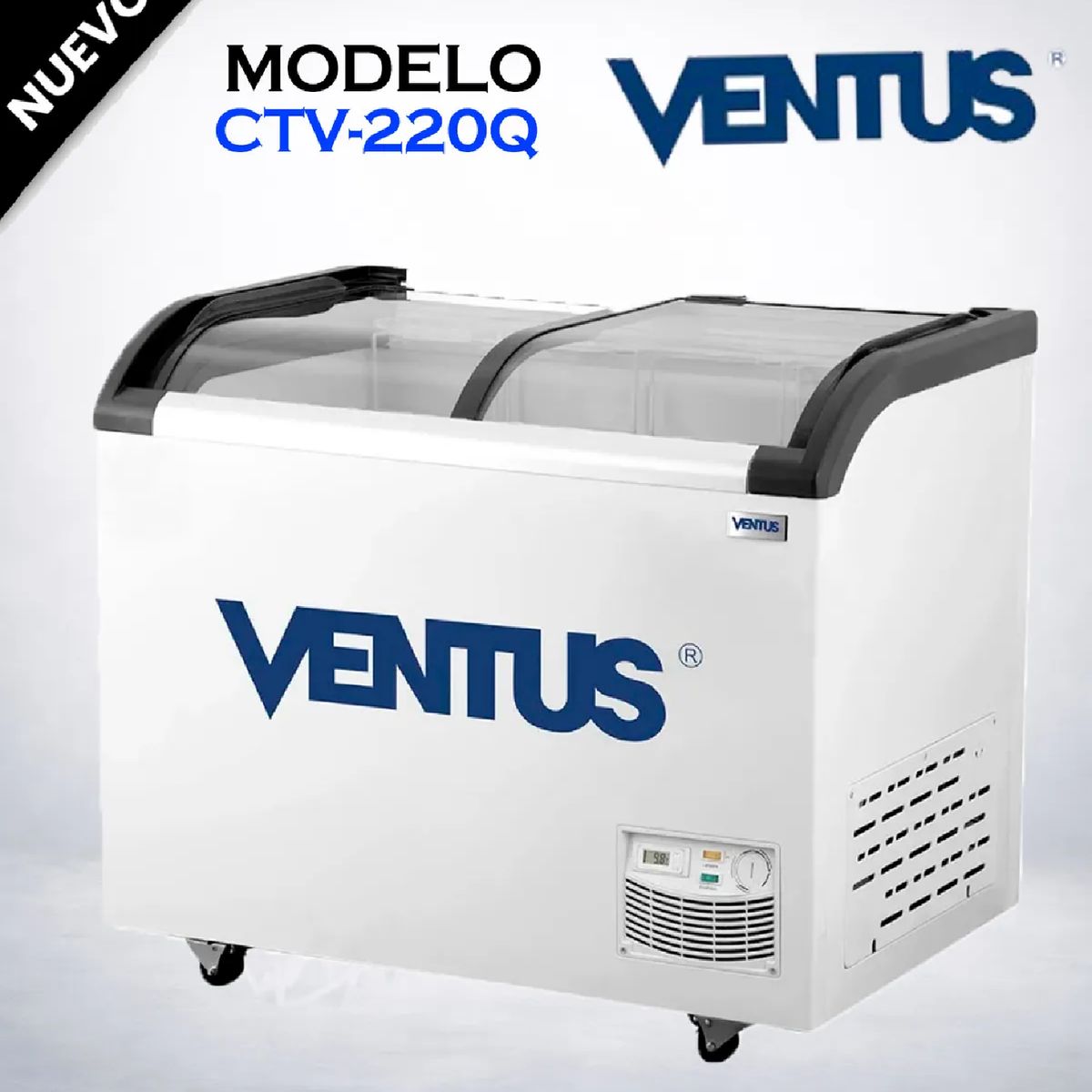 Ventus - Congeladora VENTUS CTV-220Q 220L Tapa de Vidrio Curvo  Blanco