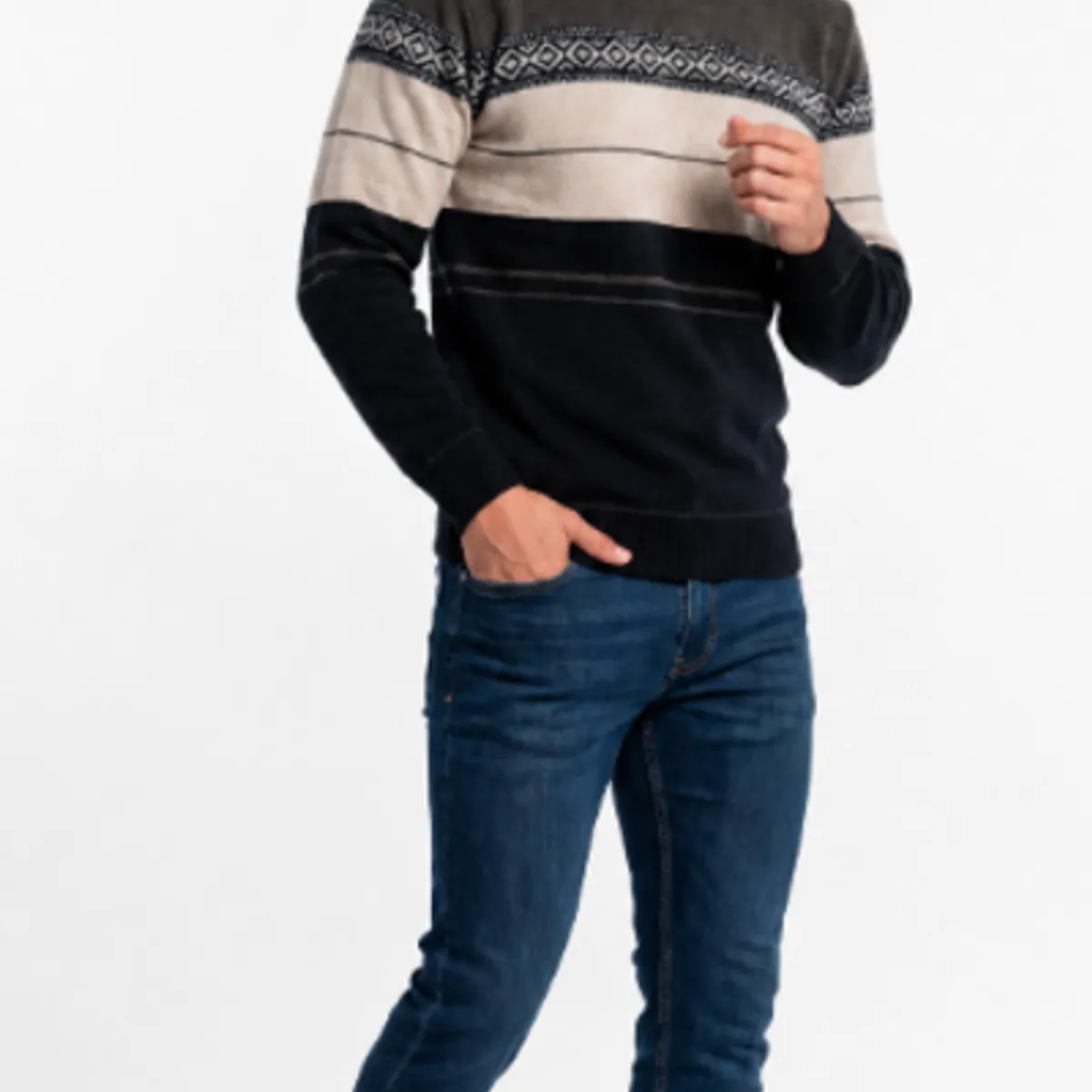 GENERICO - Chompa Tejida Hombre Afelpada Importada Cuello Redondo Abrigadora Invierno Premium