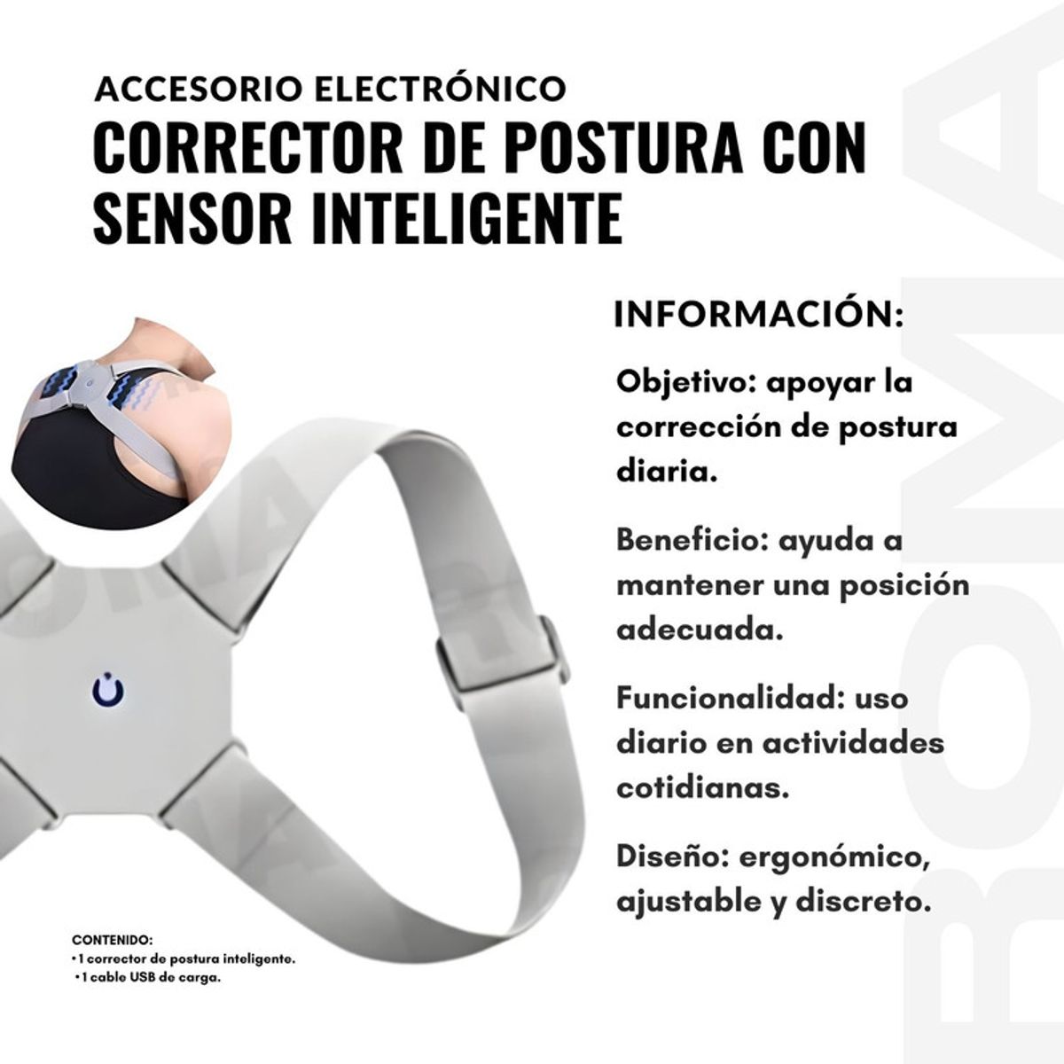 GENERICO - CORRECTOR DE POSTURA CON SENSOR INTELIGENTE