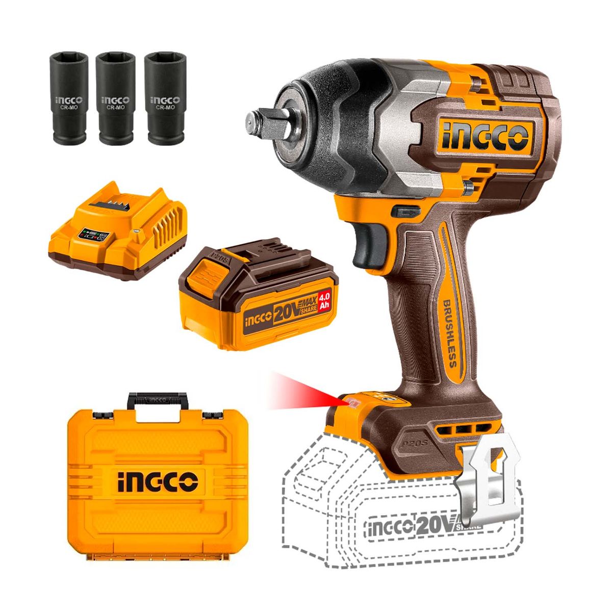 Combo Llave De Impacto 850nm + Bat 4ah Y Cargador Ingco, marca INGCO TOOLS - Foto Principal