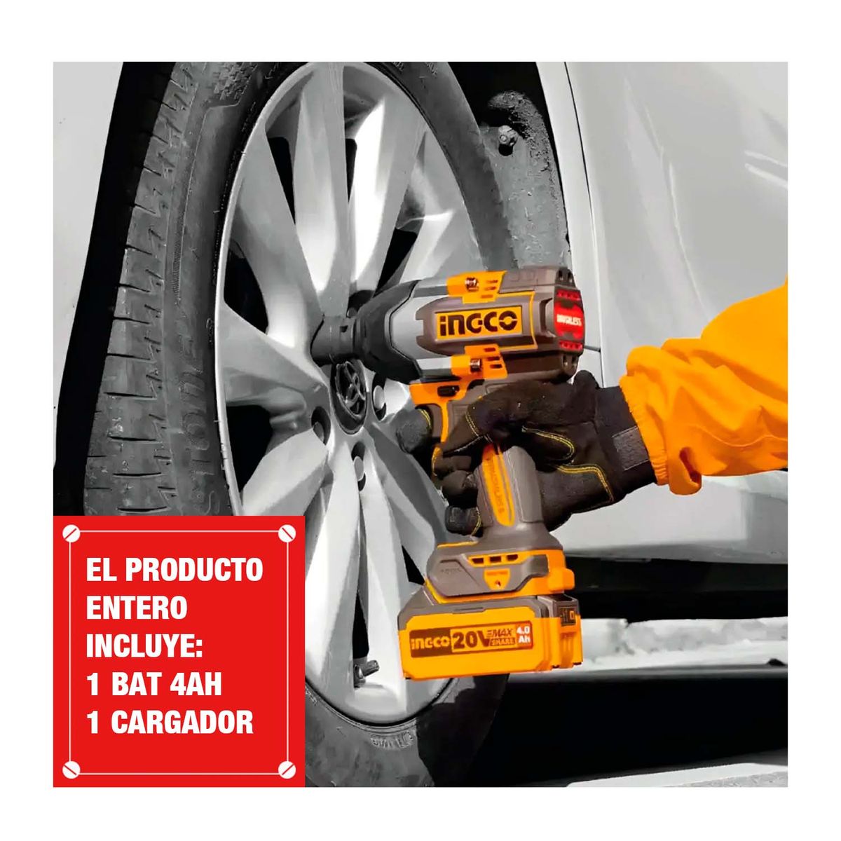 Combo Llave De Impacto 850nm + Bat 4ah Y Cargador Ingco, marca INGCO TOOLS - Foto 2