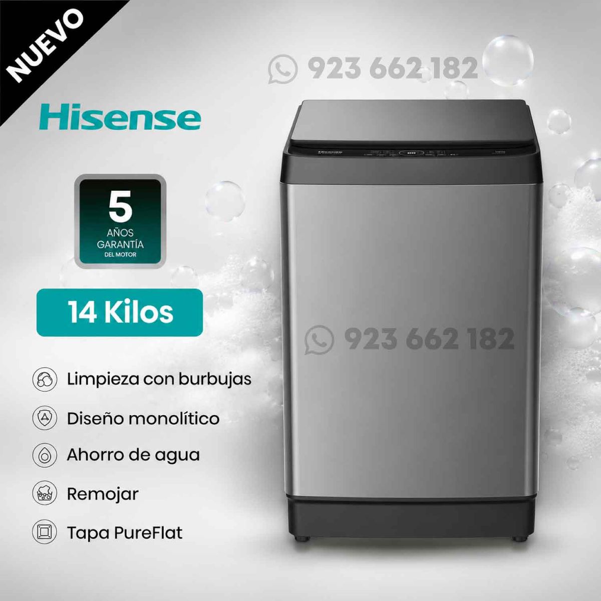 Hisense - Lavadora Hisense 14kg Carga Superior WT3K1423UT