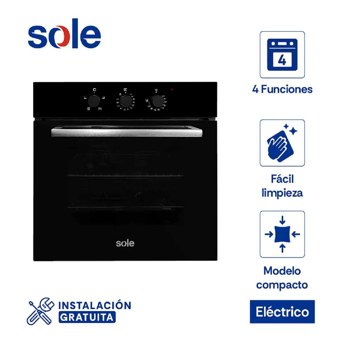 Sole - Horno Empotrable Sole 57 Litros SOLHO013V3 – Negro