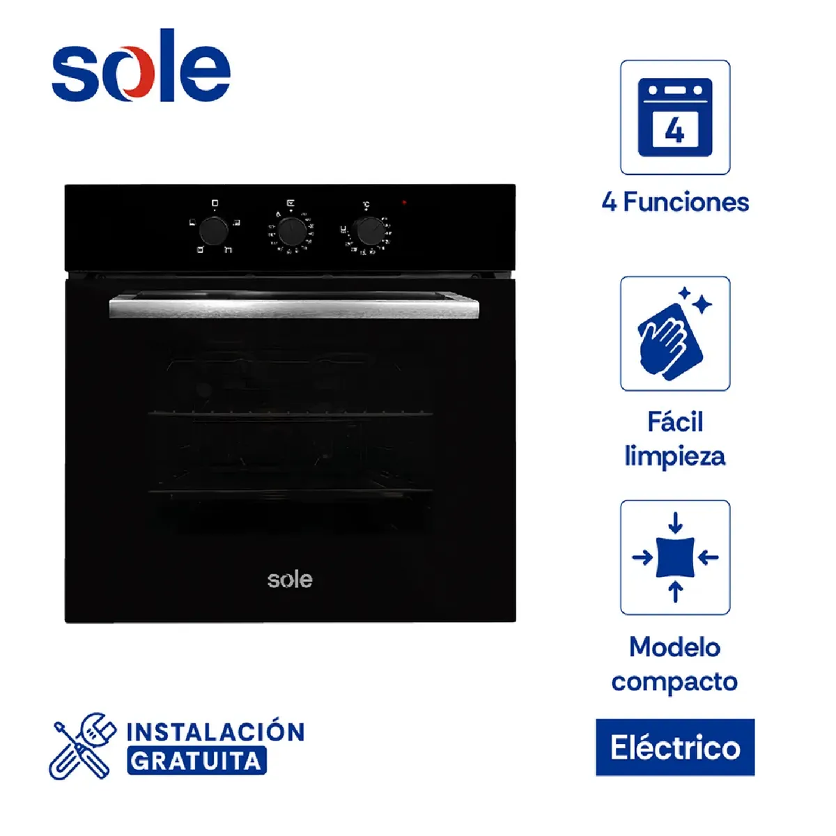 Sole - Horno Empotrable Sole 57 Litros SOLHO013V3 – Negro