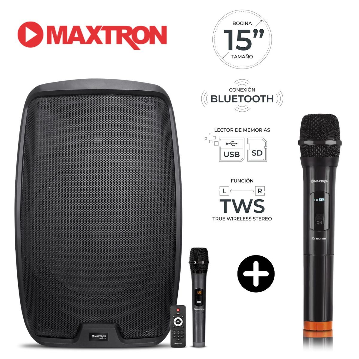 MAXTRON - Promo Parlante Semi Profesional Maxtron MX 1503AC Master + Micro Inalámbrico Adicional