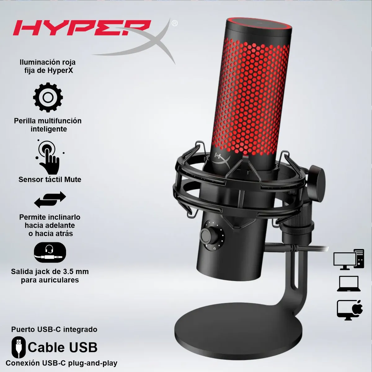 HYPERX - MICRÓFONO USB HYPERX QUADCAST 2 (NEGRO)