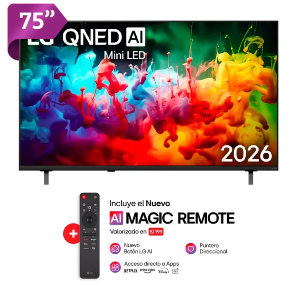 LG - Televisor 75 4K UHD QNED MiniLED Negro LG 75QNED70BSA