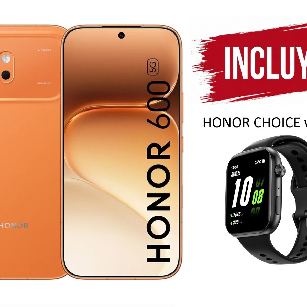 HONOR - HONOR 600 5G NARANJA 8RAM 256GB + WATCH 2i - EQUIPO REGISTRADO