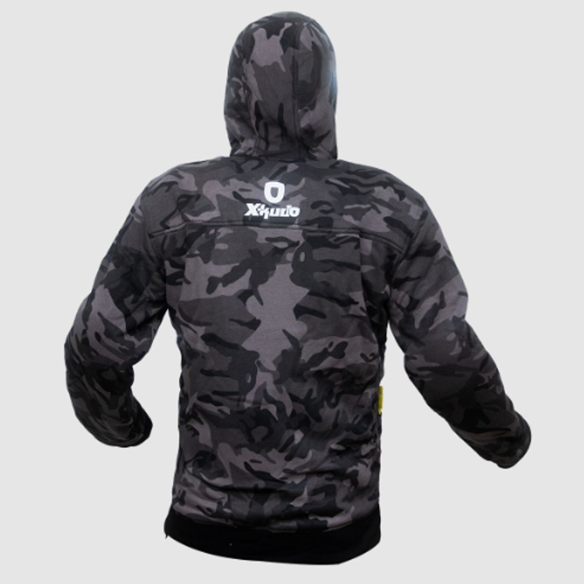 UNIVERSAL - Polera con capucha para moto de hombre XKUDO PREDATOR camonegro gris  CE