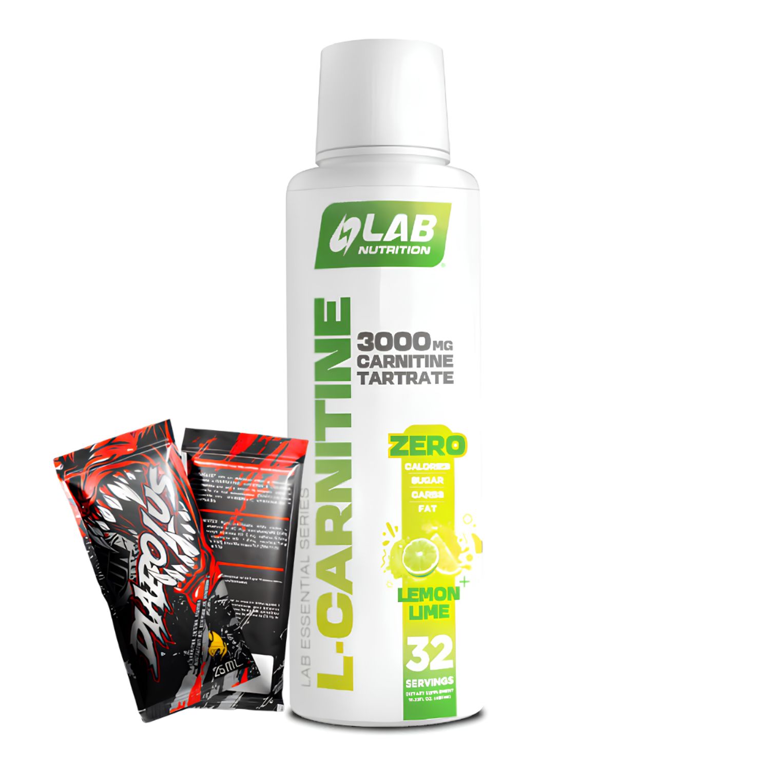L Carnitine 3000 MG / L-Carnitina LAB NUTRITION 32 serv - Lemon Lime + 2 Sachet Diabolus LAB NUTRITION USA