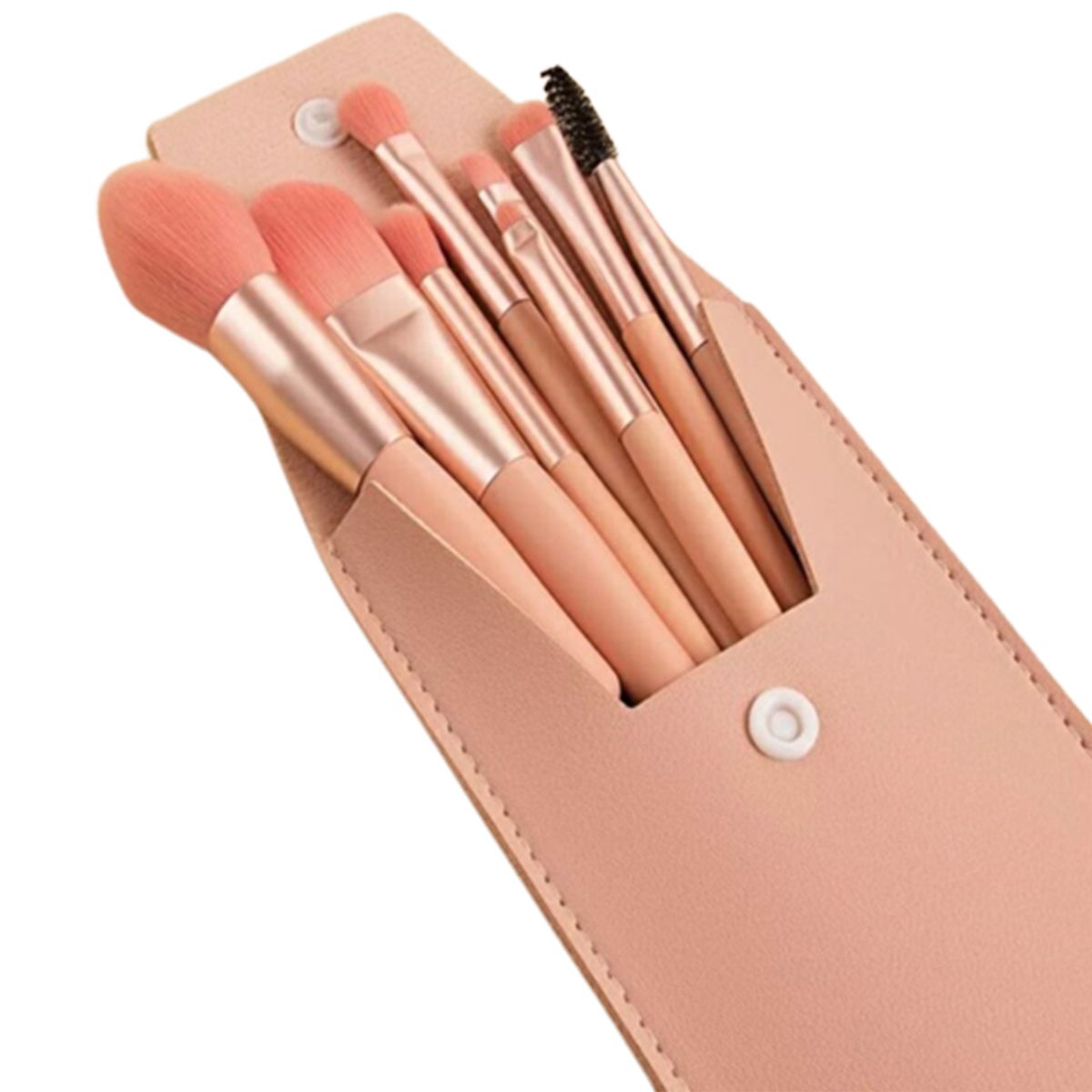GENERICO - Brochas de Maquillaje Set 8 piezas con Estuche - Rosado