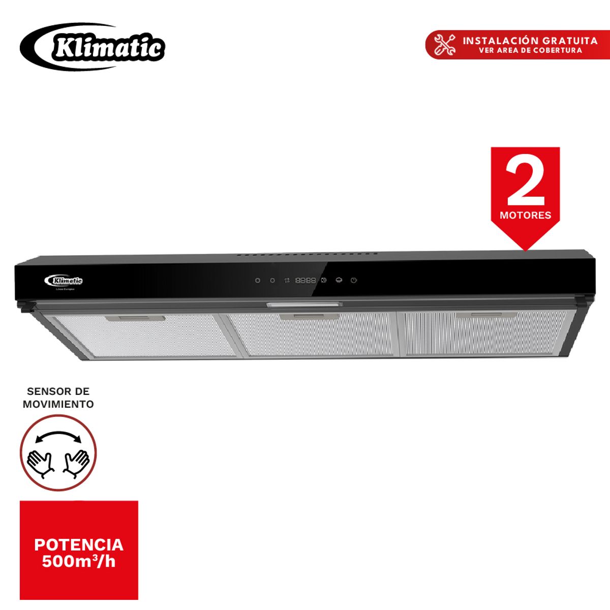 Klimatic - Campana Extractora 90cm VOLENDAM BLACK  KLIMATIC