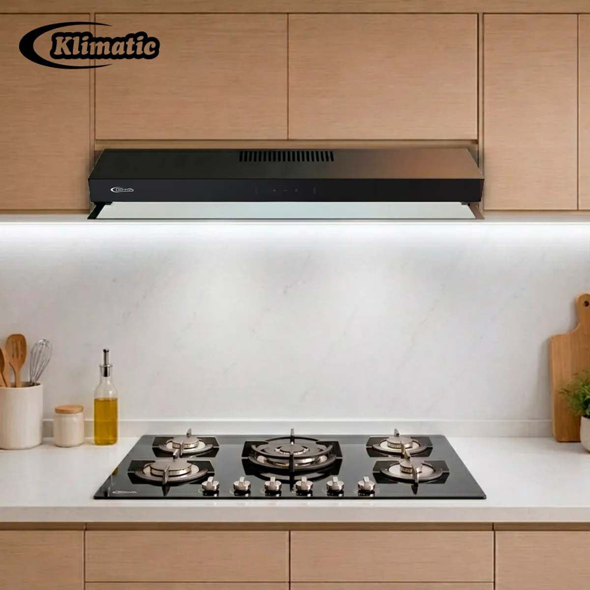 Klimatic - COMBO Encimera a gas GINA X 5 hornillas + Campana 90cm DELFT
