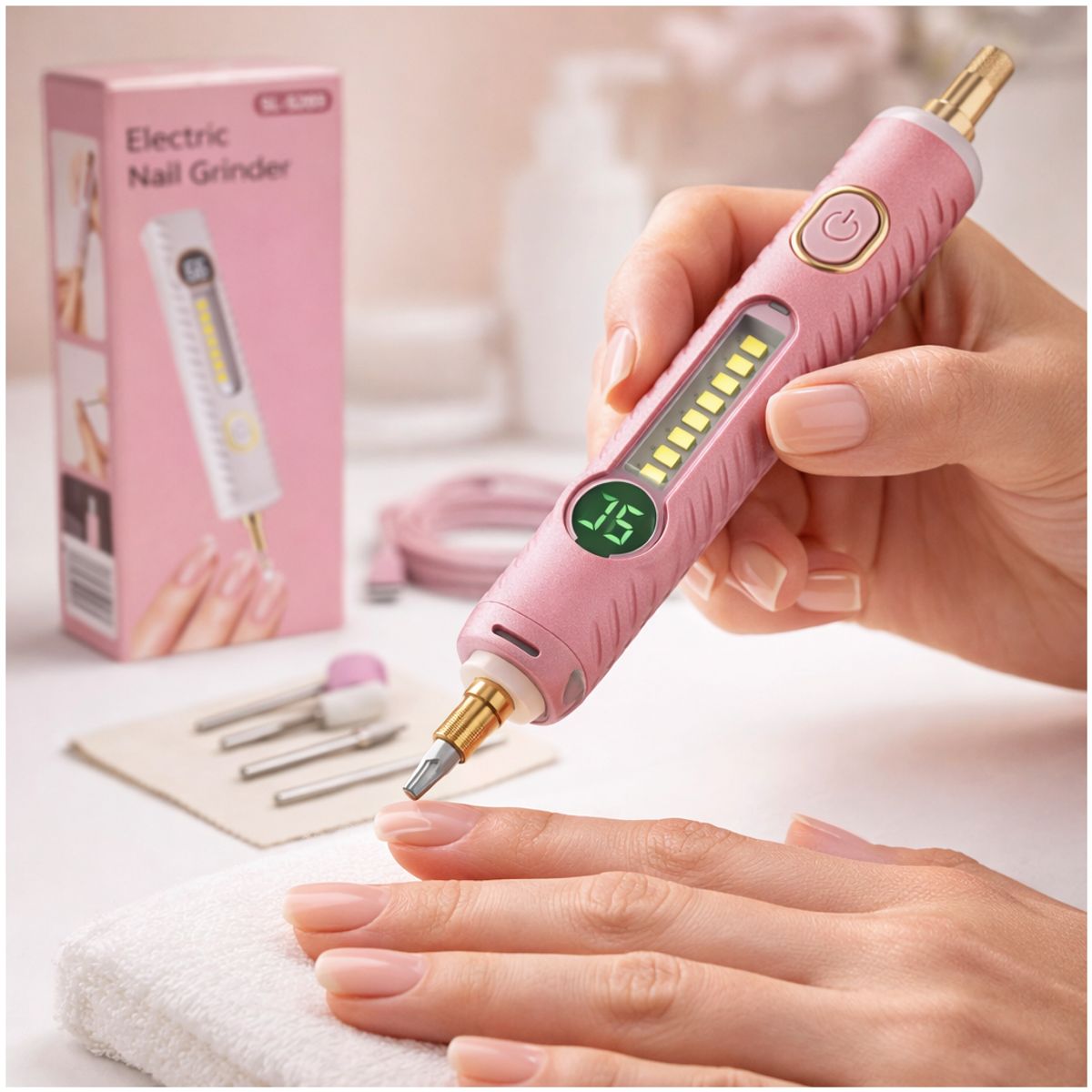 OEM - Pulidor De Uñas Eléctrico Portátil Led Rosado