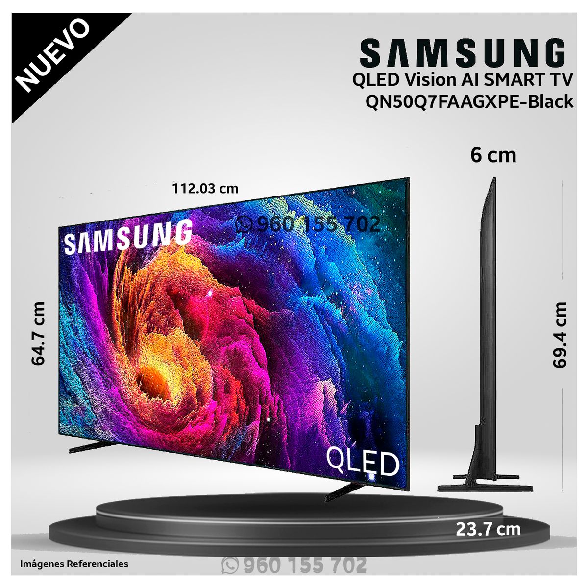 SAMSUNG - Televisor Samsung 50 Pulg. QLED Smart UHD 4K Vision Ai QN50Q7FAAGXPE Modelo NUEVO