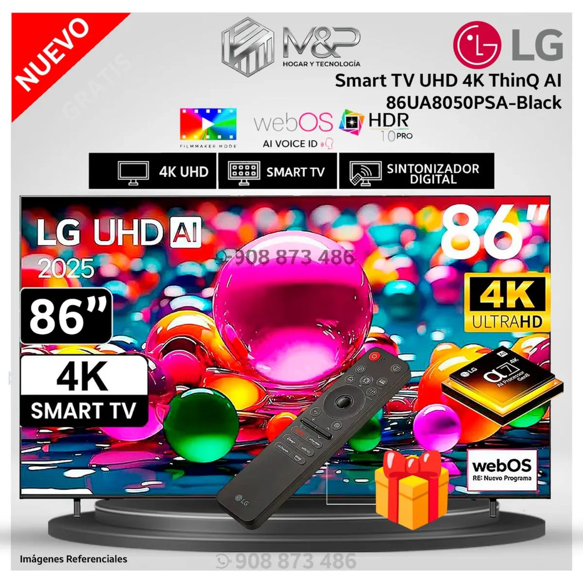 LG - Televisor LG 86” 4K UHD ThinQ AI 86UA8050PSA Smart TV - Modelo Nuevo