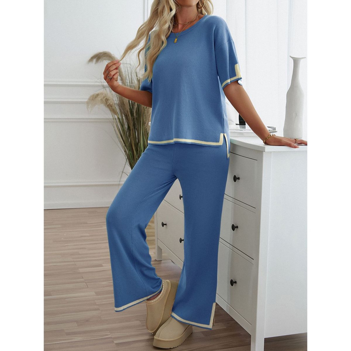 TIOZONEY - Trajes casuales para mujer-Azul