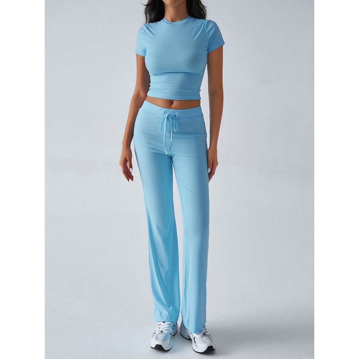TIOZONEY - Conjunto deportivo para mujer-Azul