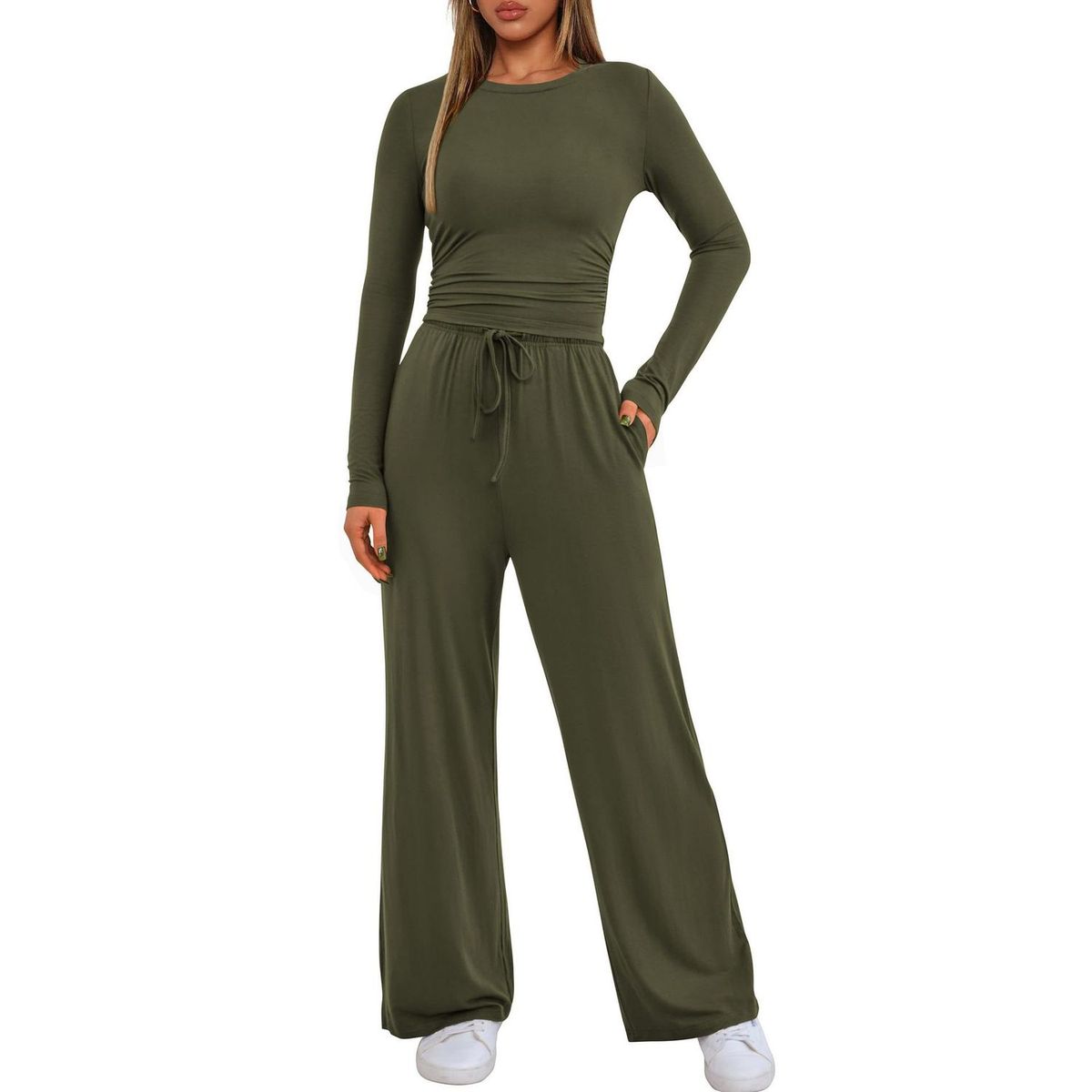 TIOZONEY - Conjunto Manga Larga Y Pantalon-Verde