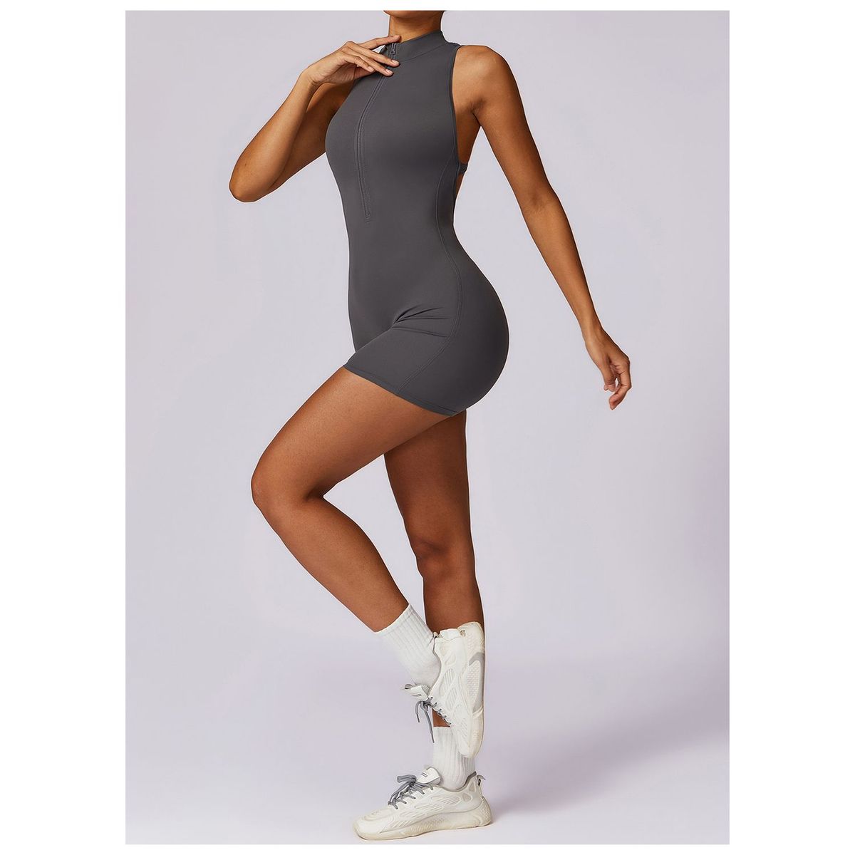 TIOZONEY - Mono deportivo para mujer-Gris