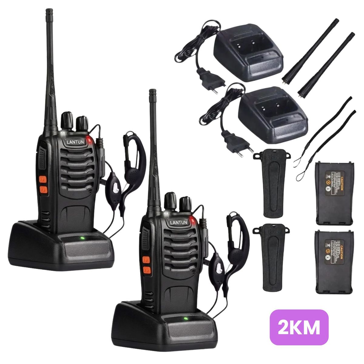 SEISA - Radio Walkie Talkie 2 Unidades Lantun 2KM UHF con 16 Canales Linterna