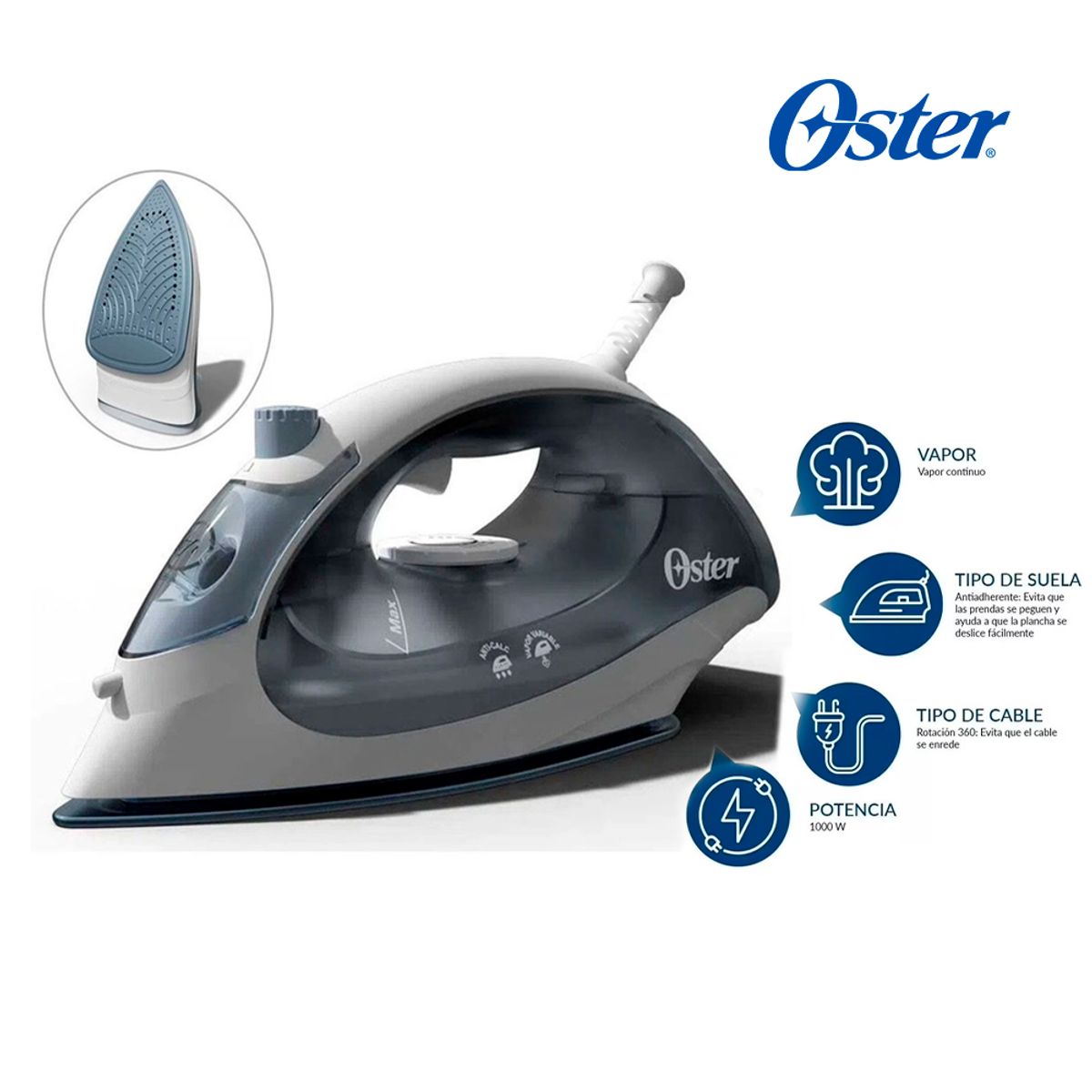 Plancha a Vapor Oster Suela Anti-Adherente GCSTBS5001 - Gris, marca OSTER - Foto Principal