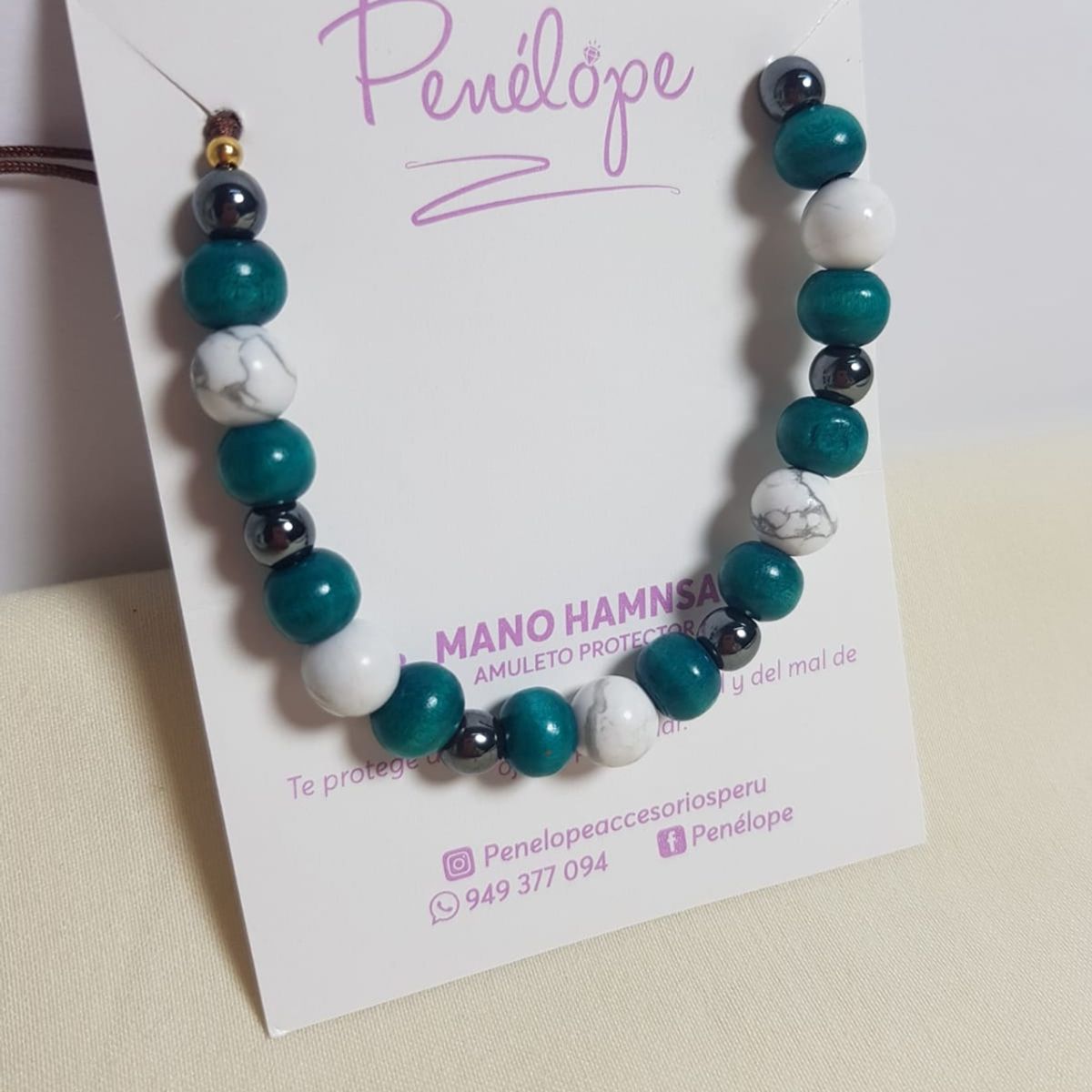 GENERICO - Pulsera de Caballero Turmalina Regulable de Hilo Hindu